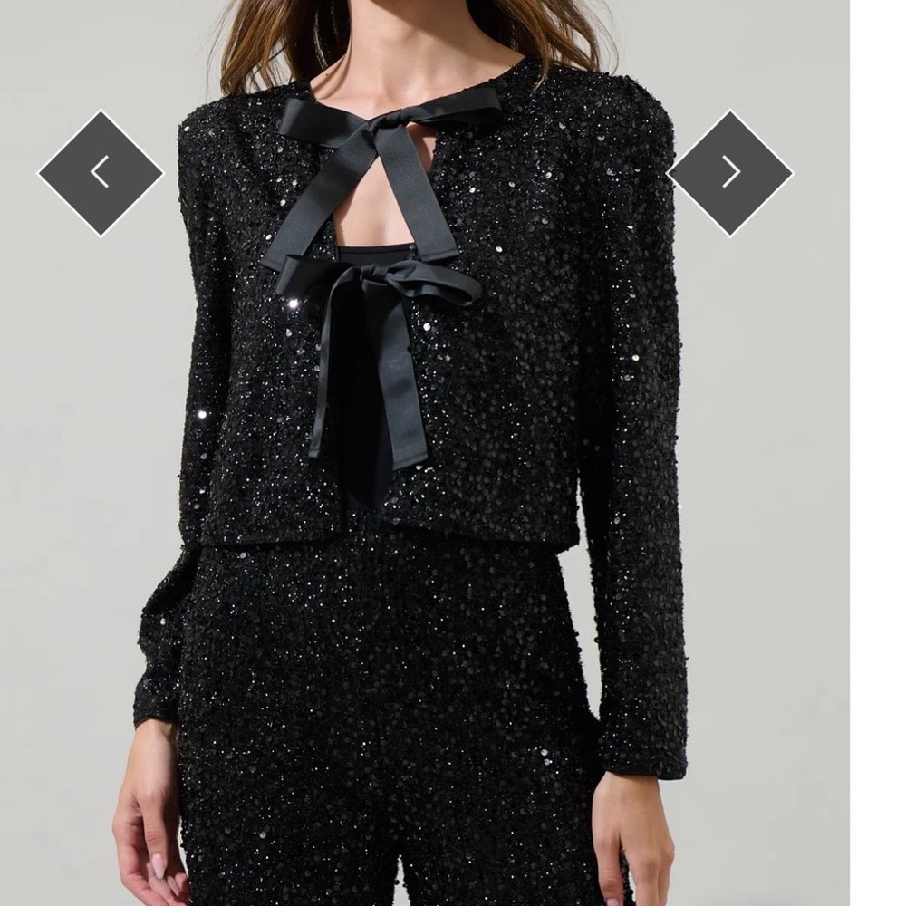 Sugarlips Katy Sequin Bow Tie Cardigan NWT Size L